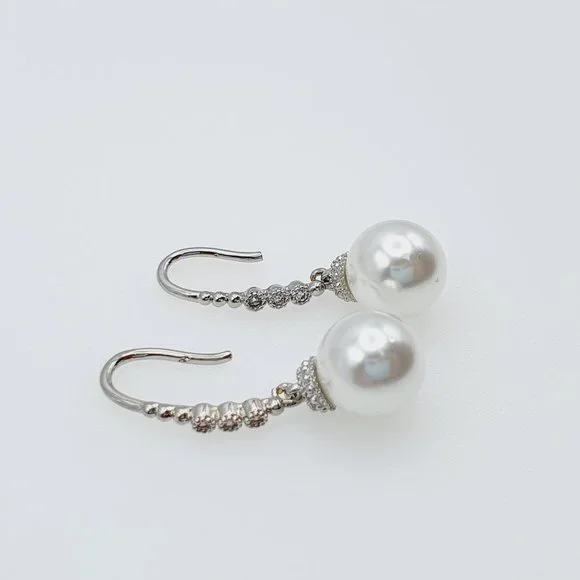 "Dainty Hot Silver Plated Exclusive Pearl Earrings for Women, - Picture 7 of 7